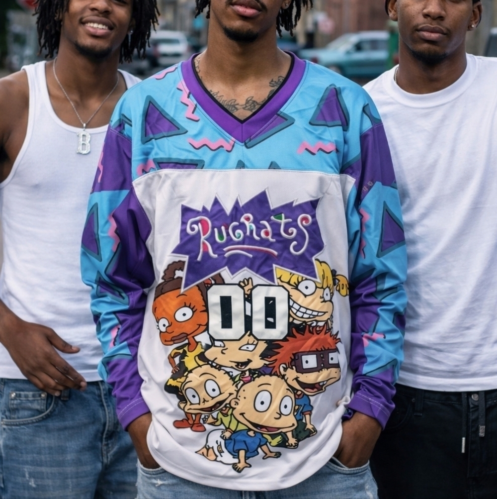 Rugrats Tommy Chucky Angelica Reptar Hockey Jersey Size Large New